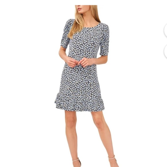CeCe Dresses & Skirts - CeCe Women's Short Sleeve Floral-Print Ruffled Dress